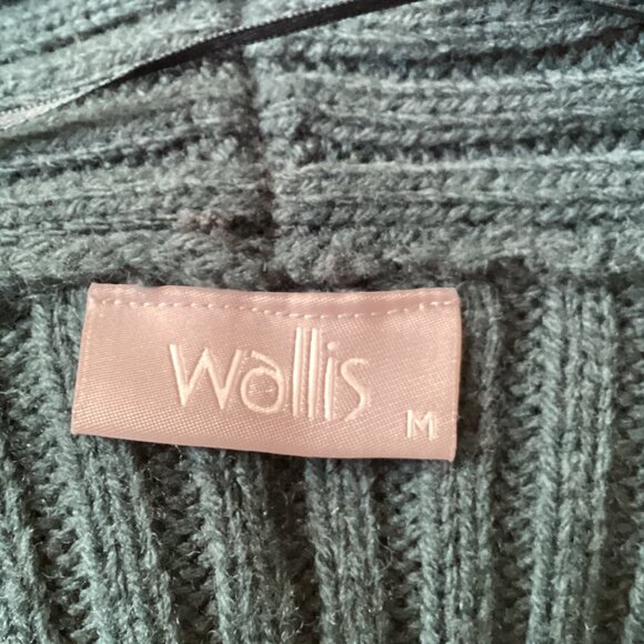 Wallis Women's Open Front Cardigan Duster Size M Dark Green Chunky Warm - Picture 7 of 8